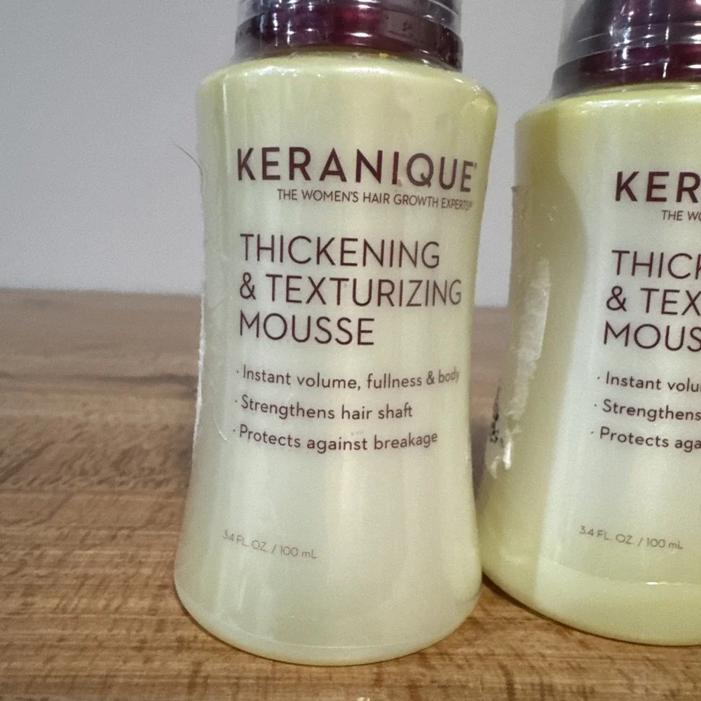 Lot Of Two Sealed Keranique Thickening & Texturizing Mousse 3.4 oz